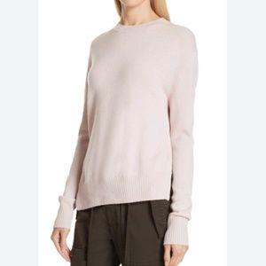 Vince Asymmetrical Pink Cashmere Side Slit Hemline Sweater XS Crewneck Pullover